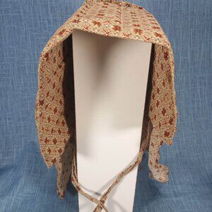 1950s Vintage Tan, Brown and Red Cotton Sun Hat